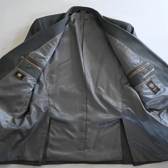 Caravelli 44L 36x34 Gray Sharkskin Super 150s Mens Jacket‎ Pants Suit